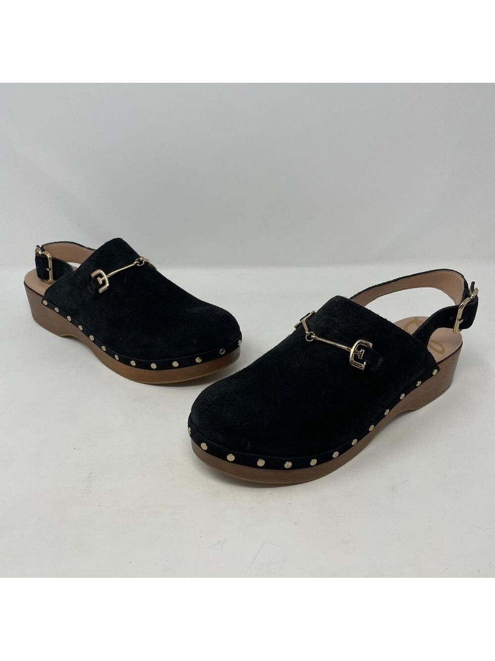 Sam Edelman Hilda Suede Studded Bit Buckle Platform Clogs - NWT - Picture 5 of 12